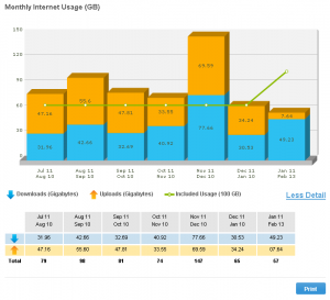 Shaw Detailed Monthly Bandwidth Usage